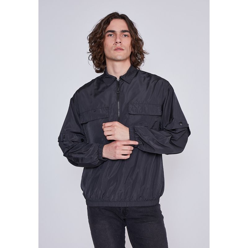 SIOUX - Cortaviento Hombre Viento Manga Desmontable Negro Sioux