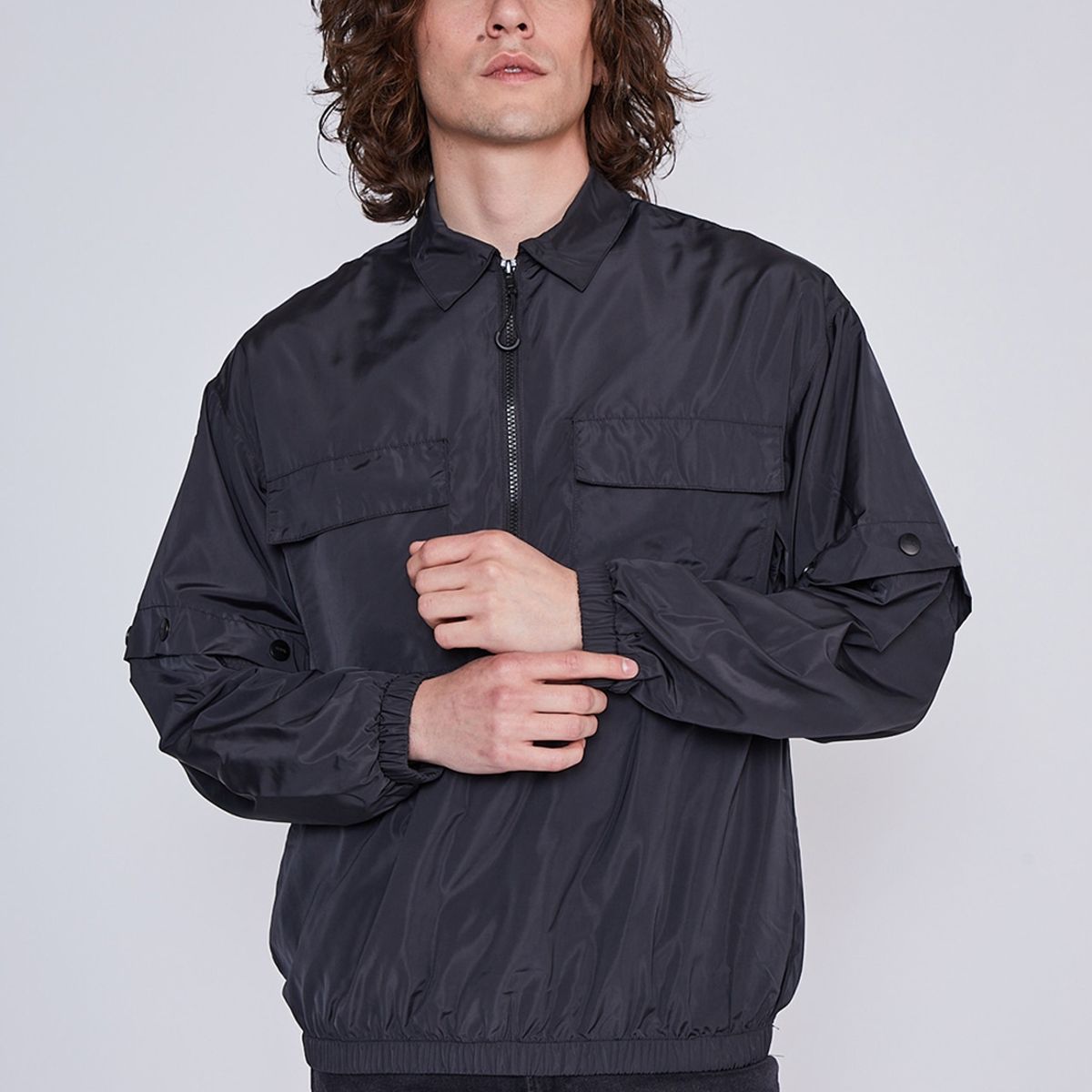 SIOUX - Cortaviento Hombre Viento Manga Desmontable Negro Sioux