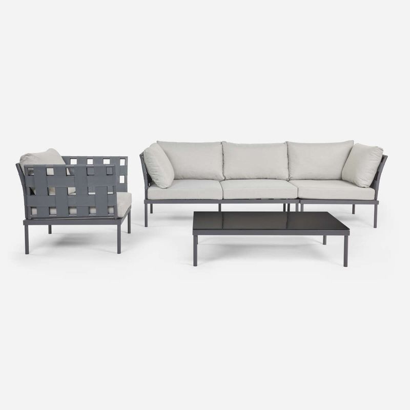 ROSEN - Seccional de Terraza Rosen Sicilia 4 Piezas Gris