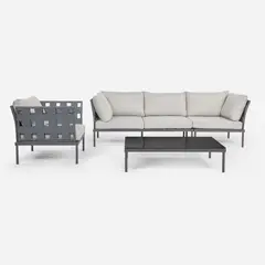ROSEN - Seccional de Terraza Sicilia 4 Piezas Gris