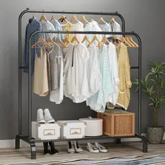 GENERICO - Perchero Organizador Colgante De Ropa Doble Metálico Negro 48K