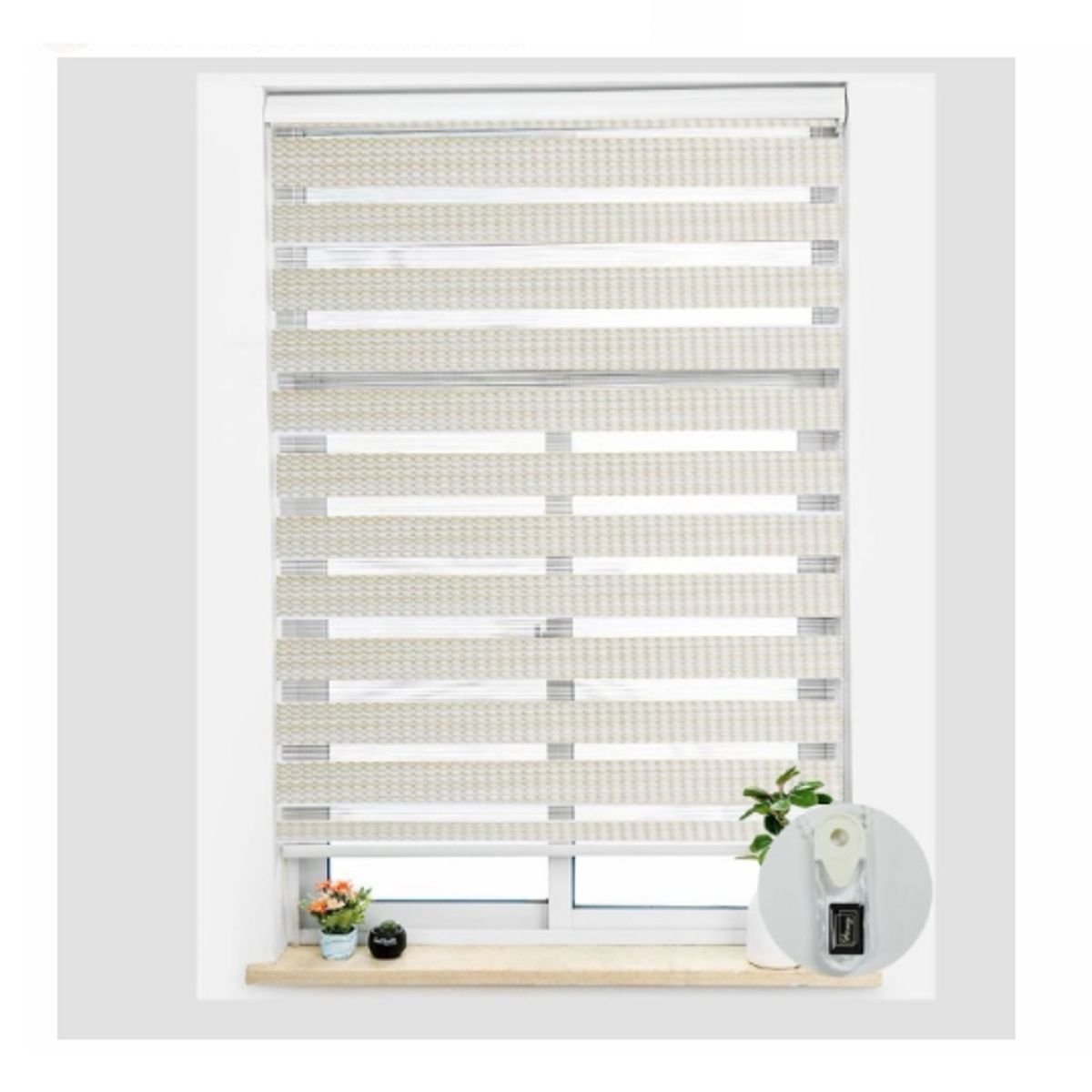 GENERICO - Cortinas Roller Dúo Tejido Beige 200x200cm