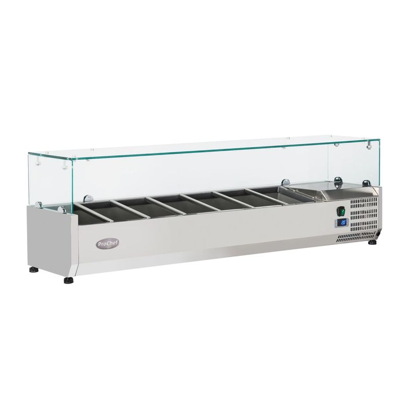 PROCHEF - Vitrina Refrigerada Sobremesa 150 cm. Acero Inox.