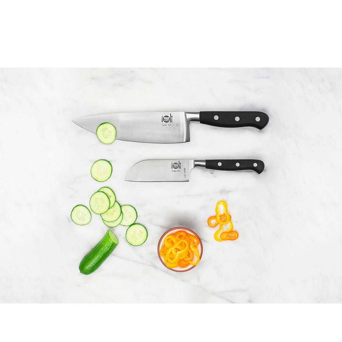 GENERICO - Set De Cuchillos Mad Hungry 2 Piezas Acero Alemán Negro