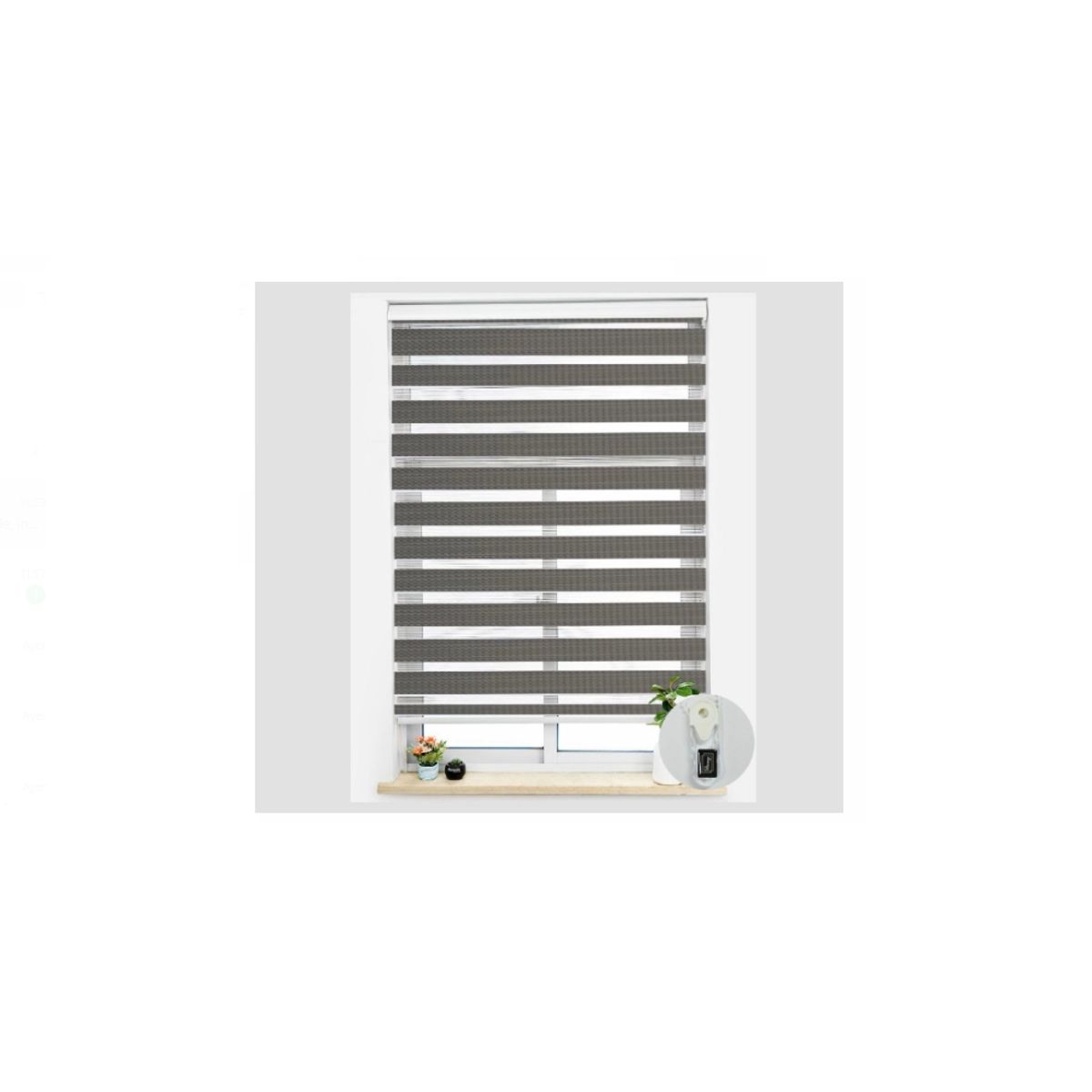 GENERICO - Cortina Roller Dúo Tejido Gris Oscuro 180x200cm