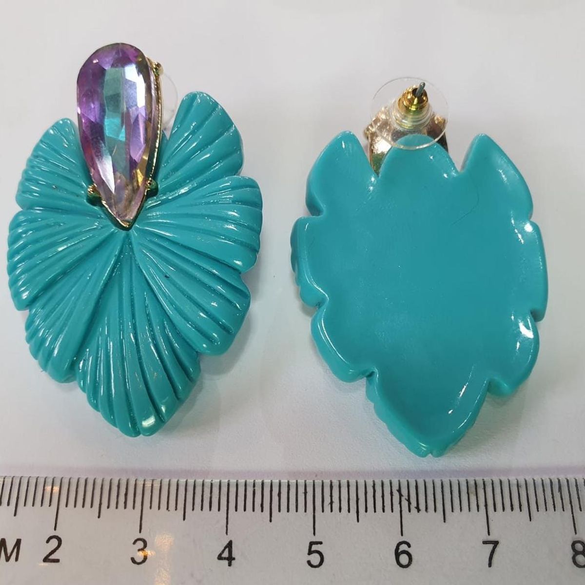 GENERICO - Aros Hoja con Piedra Turquesa