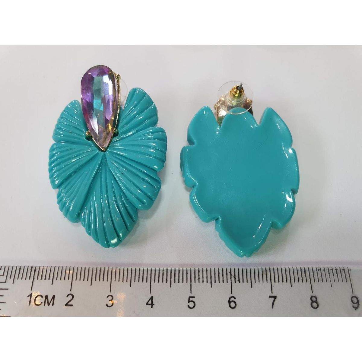 GENERICO - Aros Hoja con Piedra Turquesa