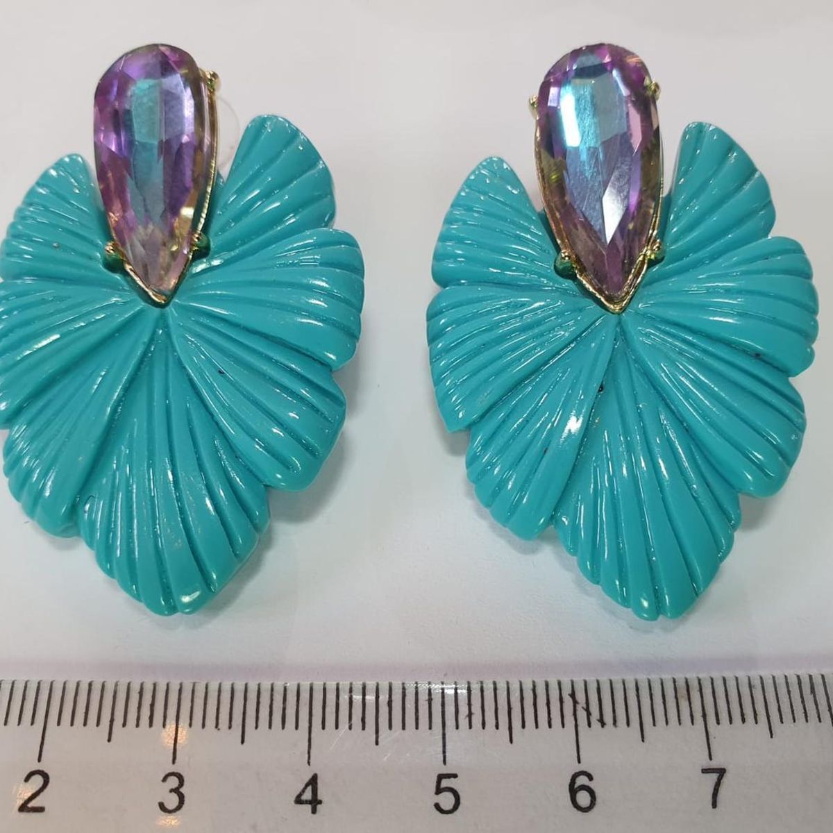 GENERICO - Aros Hoja con Piedra Turquesa