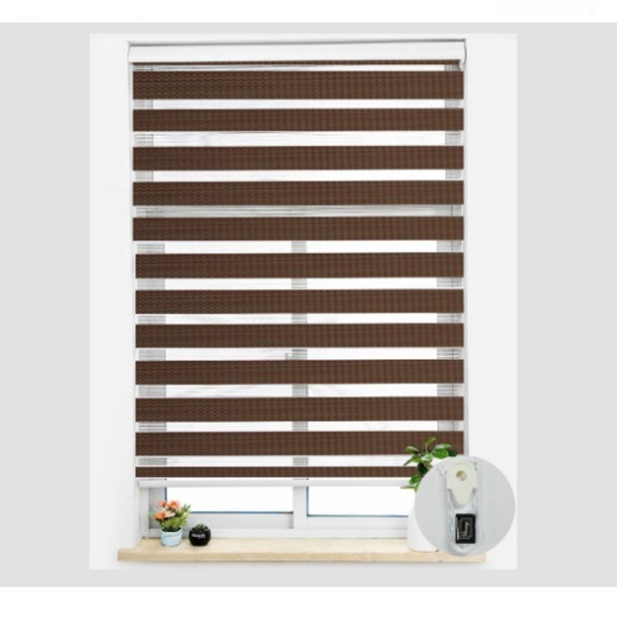 GENERICO - Cortinas Roller Dúo Tejido Marrón 140x200cm