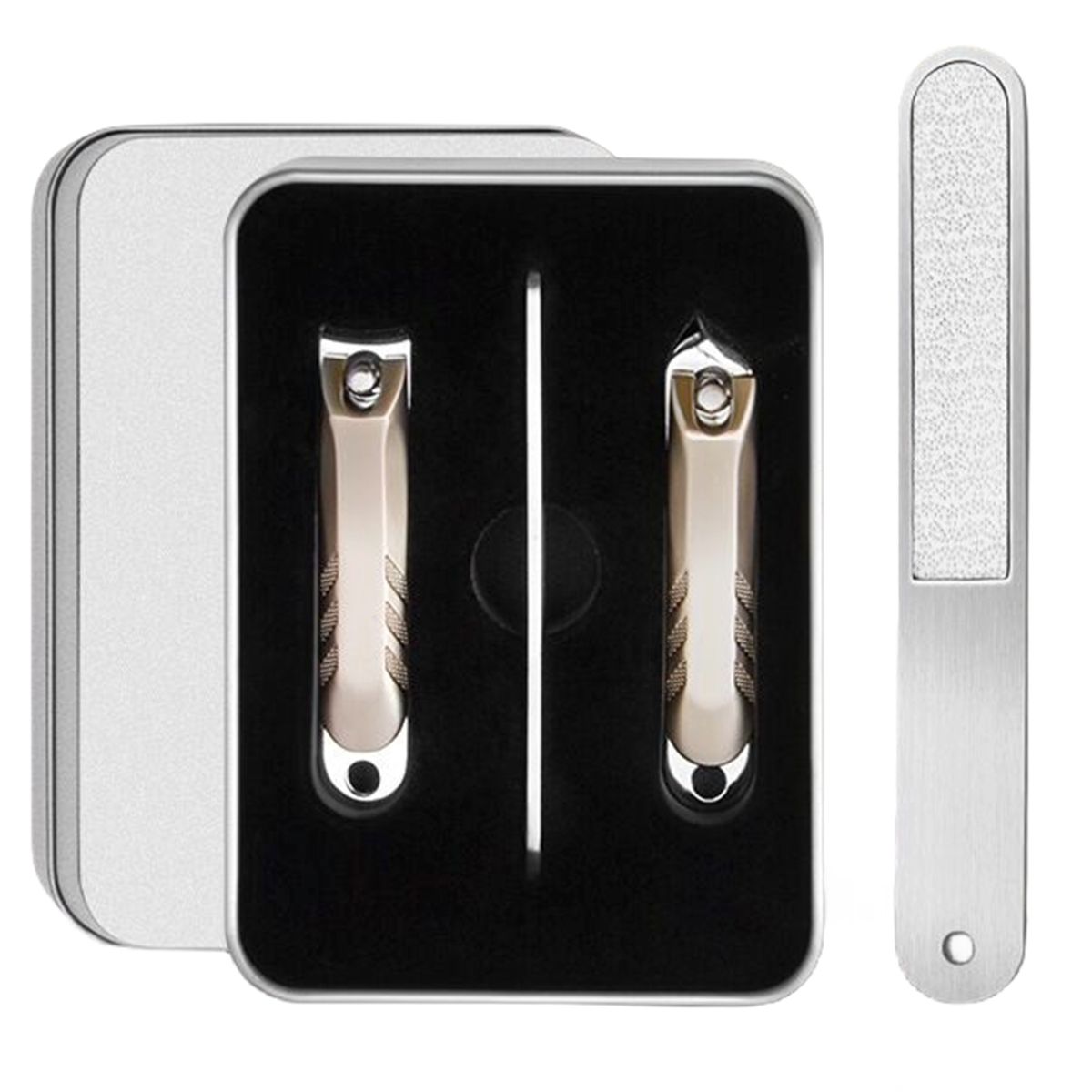 GENERICO - Set Manicure Pedicure Corta Uñas- Lima - 3 Pcs Con Cajita