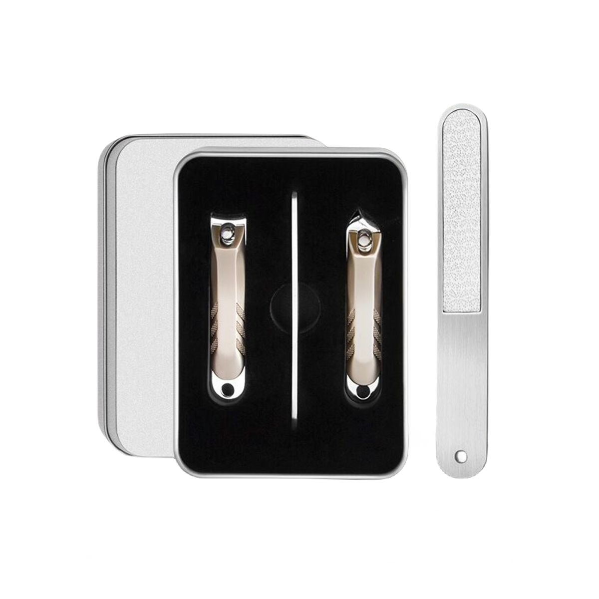 GENERICO - Set Manicure Pedicure Corta Uñas- Lima - 3 Pcs Con Cajita