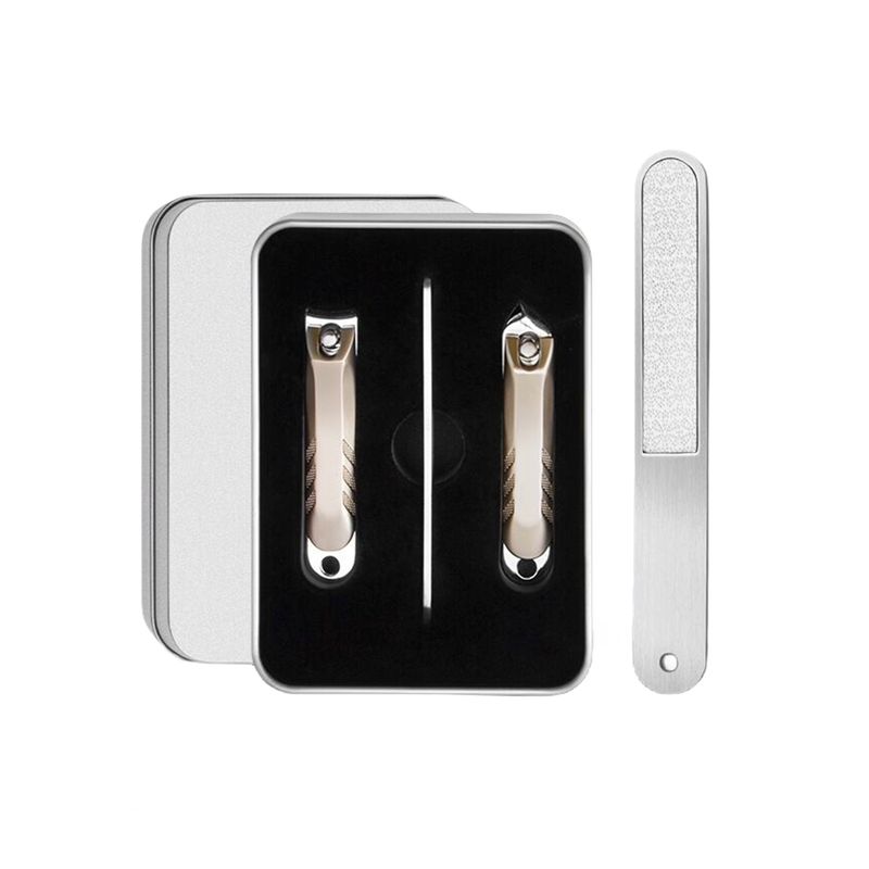 GENERICO - Set Manicure Pedicure Corta Uñas- Lima - 3 Pcs Con Cajita