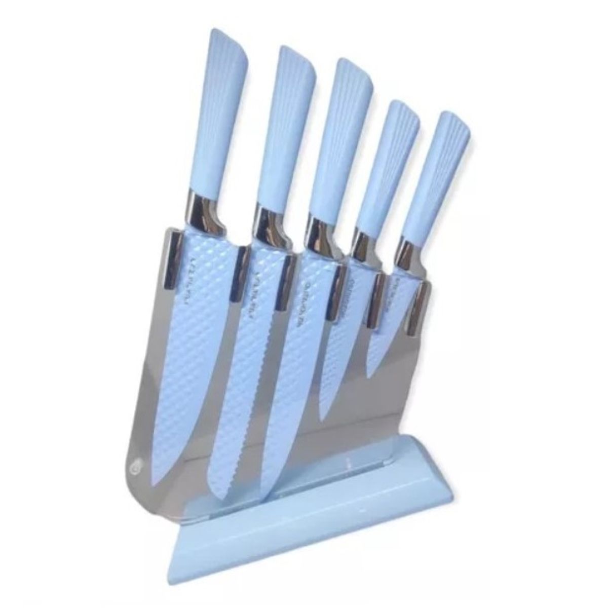 GENERICO - Set 5 Cuchillos Cocina Acero Inoxidable Con Soporte Acrilico