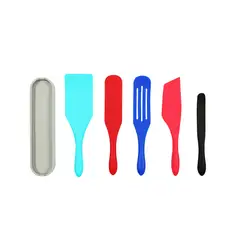 GENERICO - Set De 5 Utensilios De Silicona Mad Hungry Colores + Base