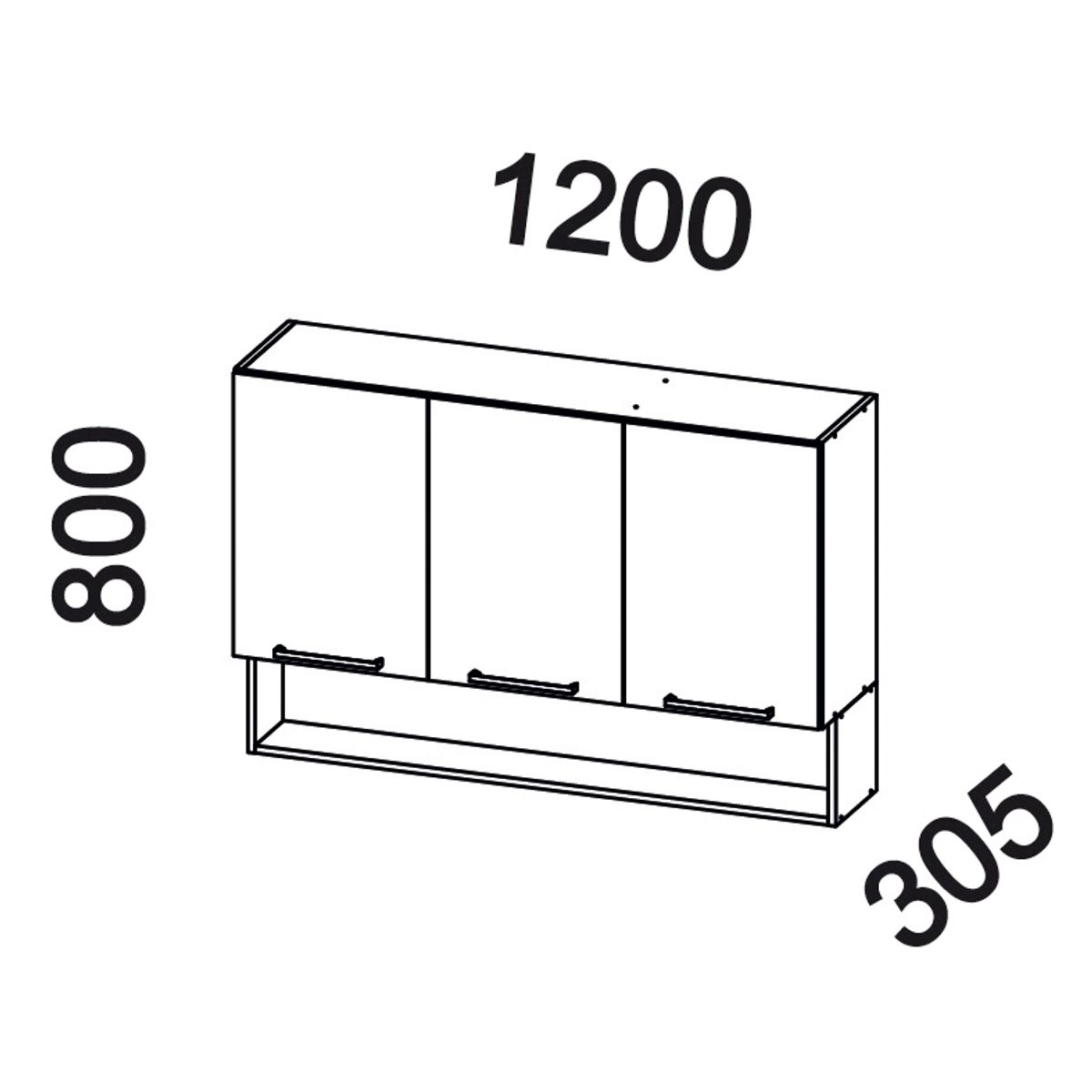 ARROW - Mueble mural con nicho 120x80x30 cm grafito