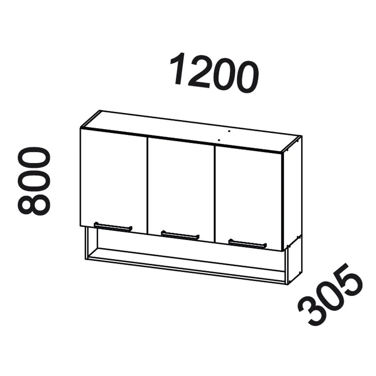 ARROW - Mueble mural con nicho 120x80x30 cm blanco
