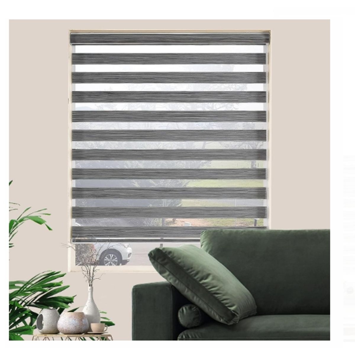 GENERICO - Cortina Roller Dúo Premium Gris Oscuro 200x200cm