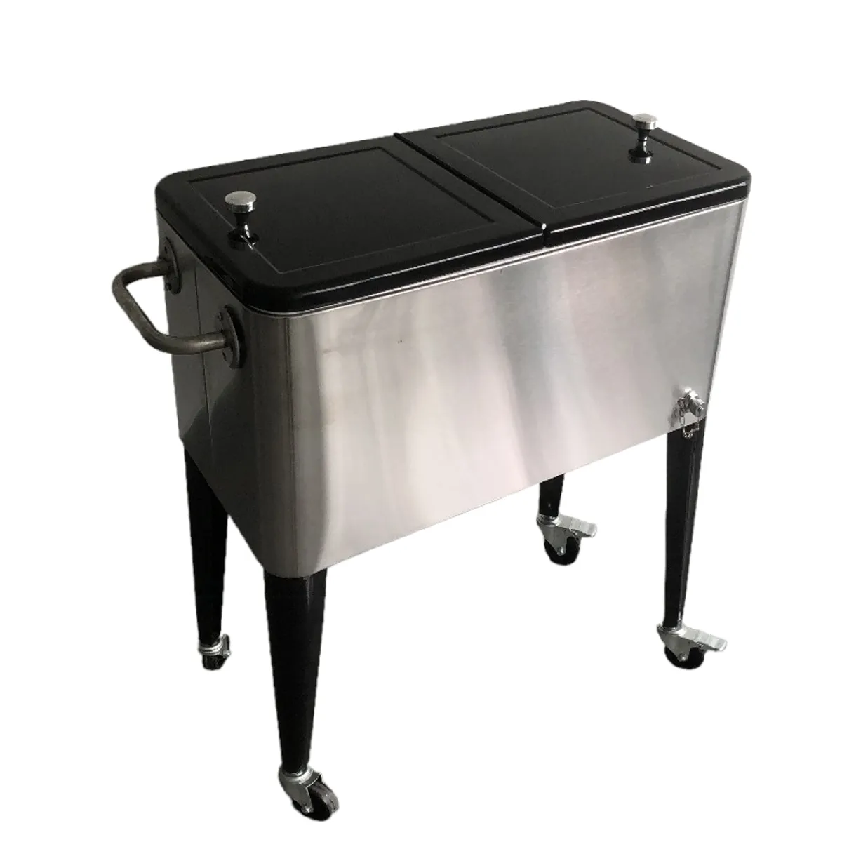 TODODESCUENTO - Cooler Retro Nevera Acero Inoxidable Con Ruedas 60 Lts