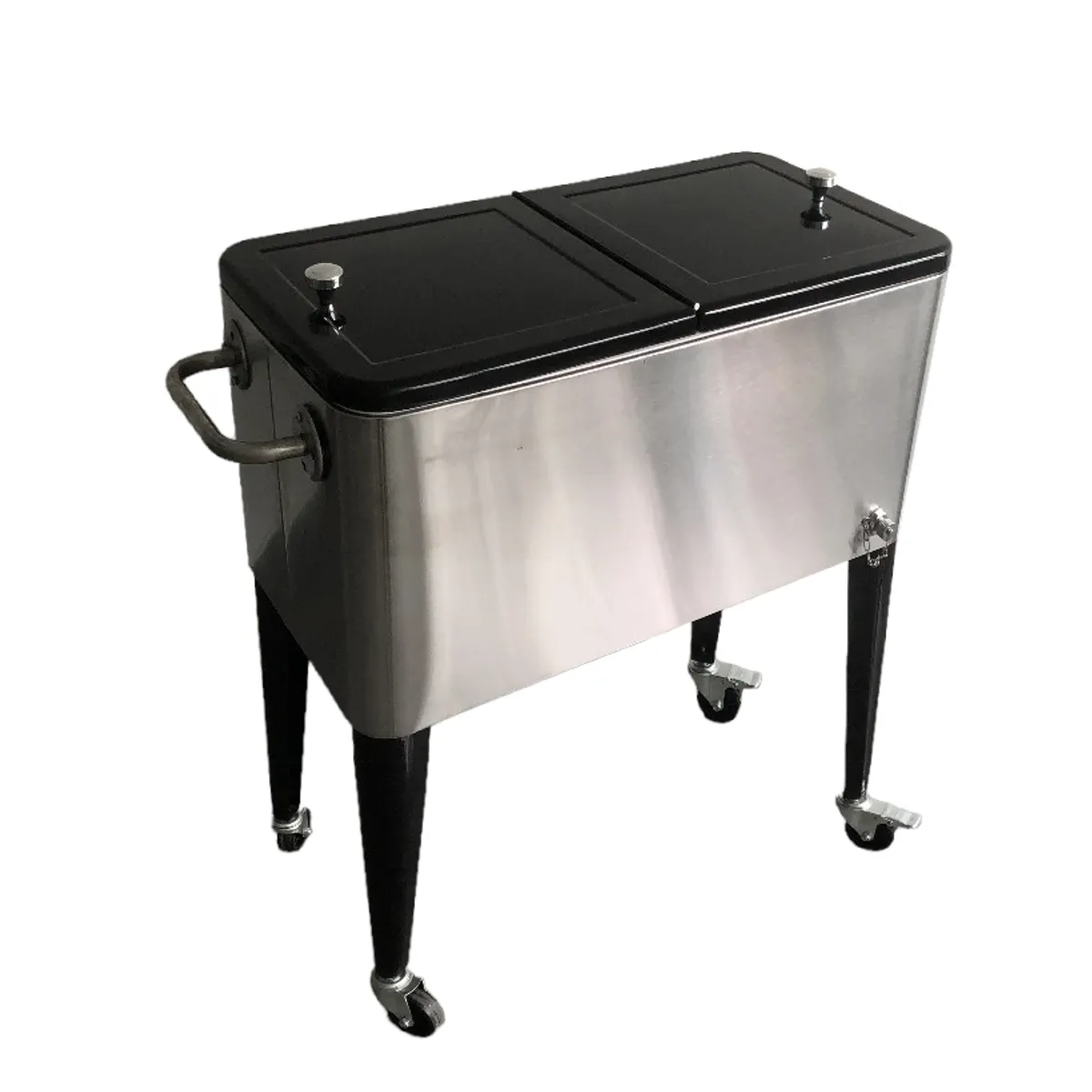 TODODESCUENTO - Cooler Retro Nevera Acero Inoxidable Con Ruedas 60 Lts