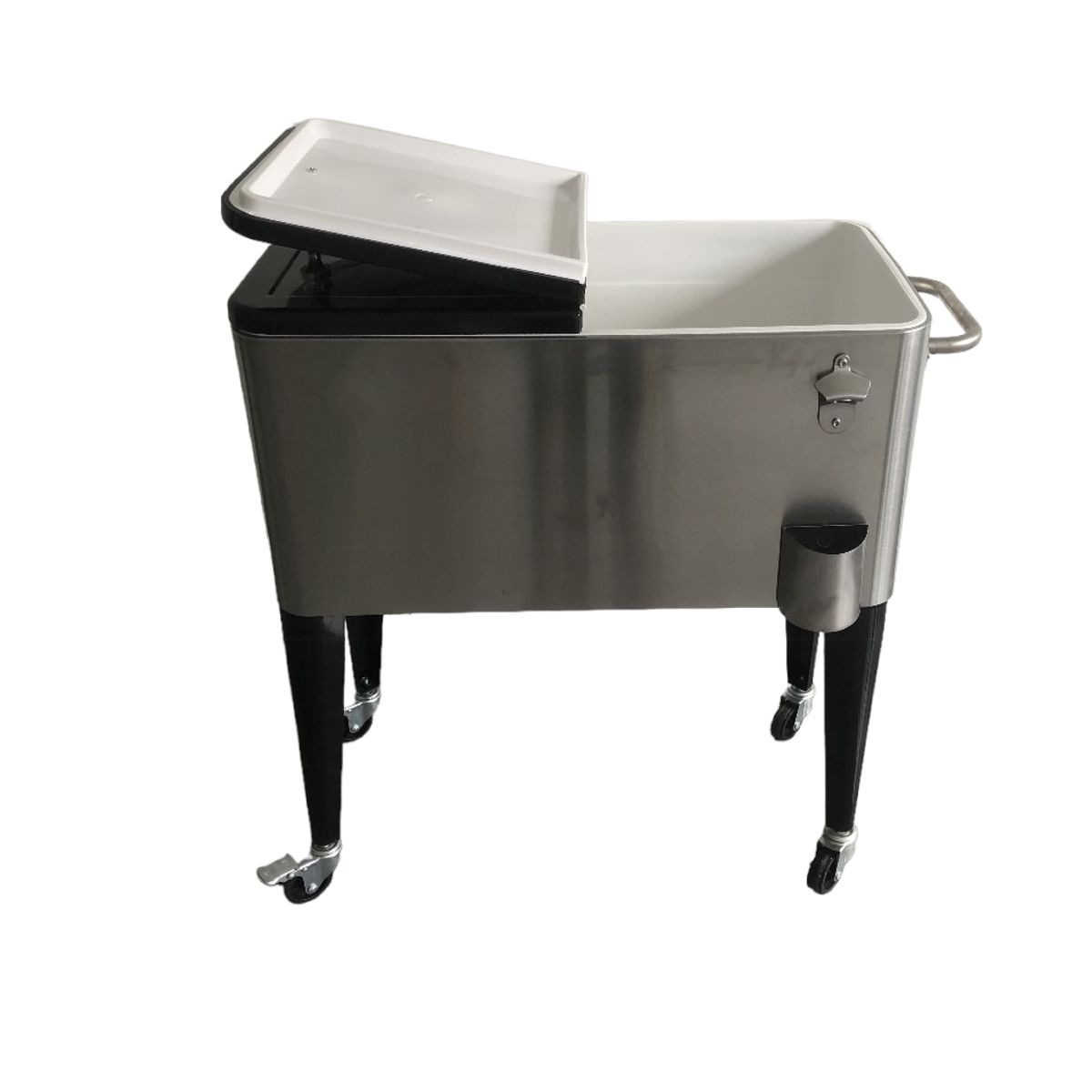 TODODESCUENTO - Cooler Retro Nevera Acero Inoxidable Con Ruedas 60 Lts