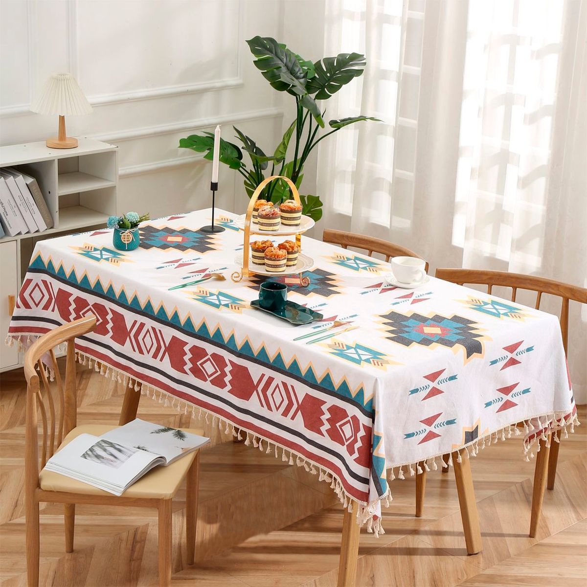 GENERICO - Mantel Rectangular Diseño Etnico 140x220 Comedor Modelo 07