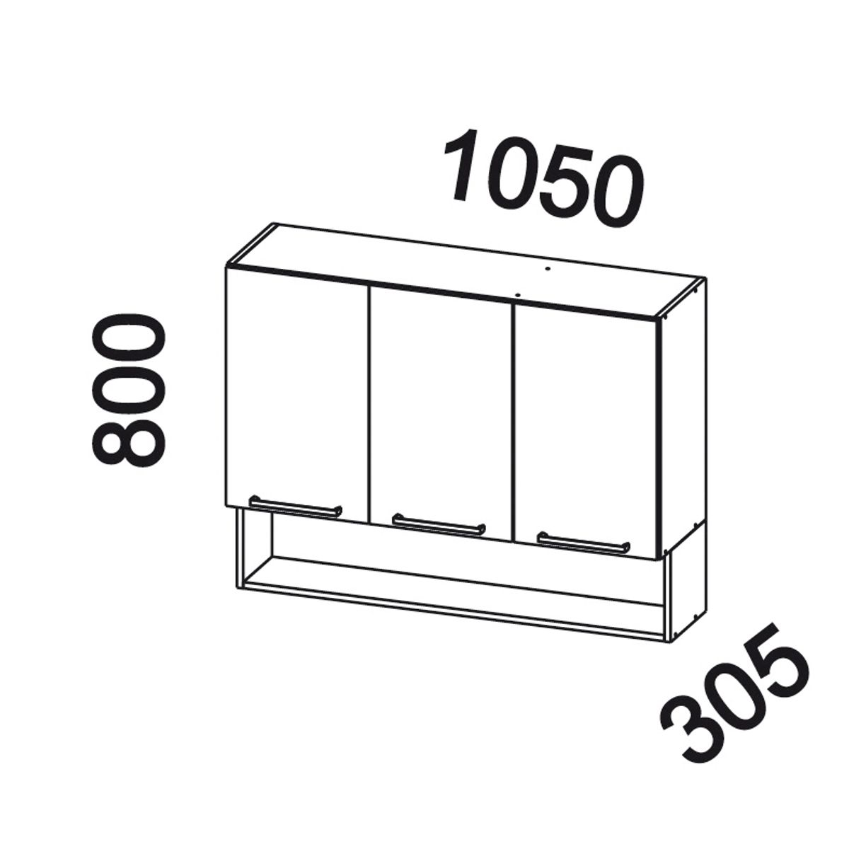ARROW - Mueble mural con nicho 105x80x30 cm grafito