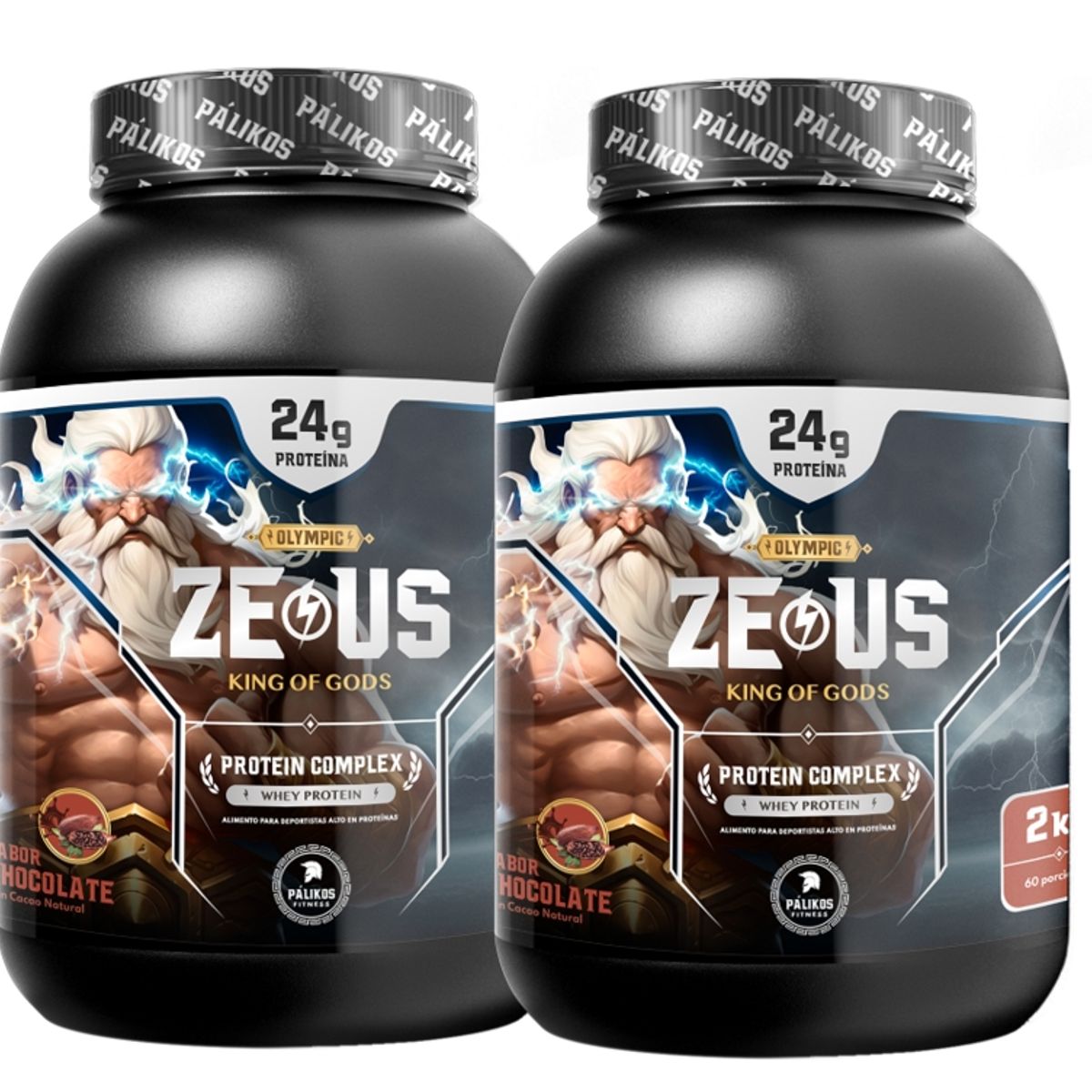 PALIKOS FITNESS - Pack Zeus Complex /Sabor Chocolate/ 4 kg en total / 120 servicios.