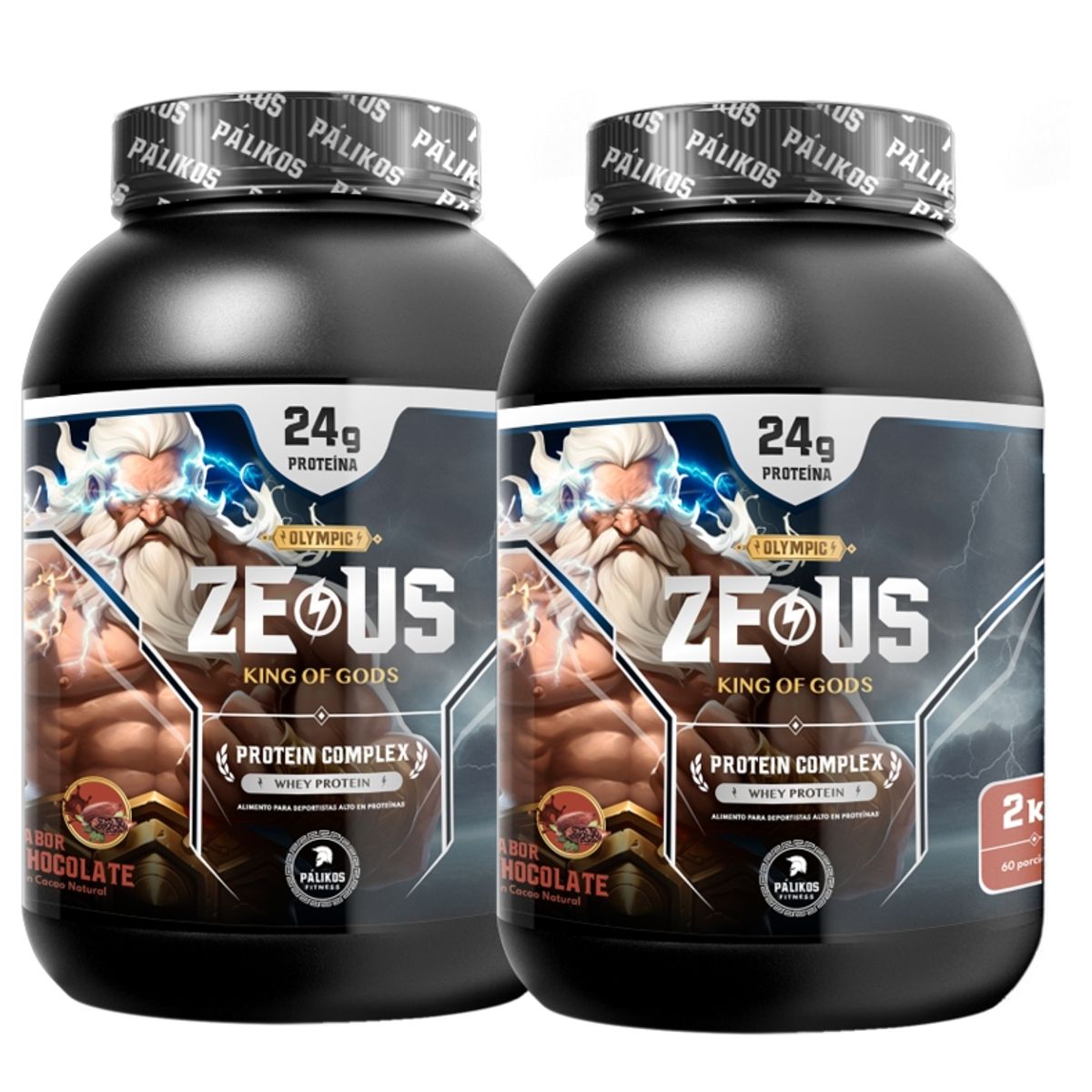 PALIKOS FITNESS - Pack Zeus Complex /Sabor Chocolate/ 4 kg en total / 120 servicios.