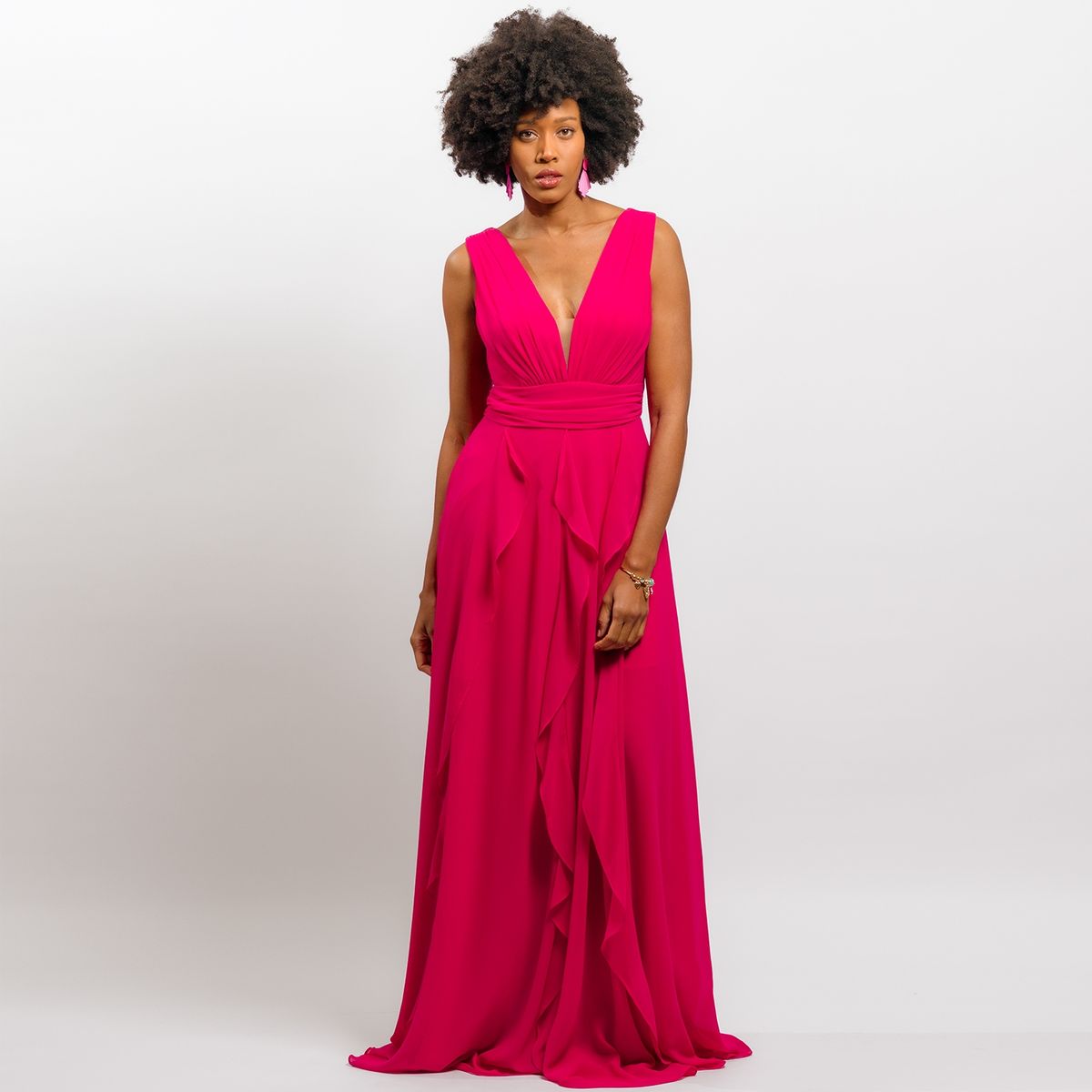 GENERICO - Vestido De Fiesta Alta Costura Con Espalda Fucsia