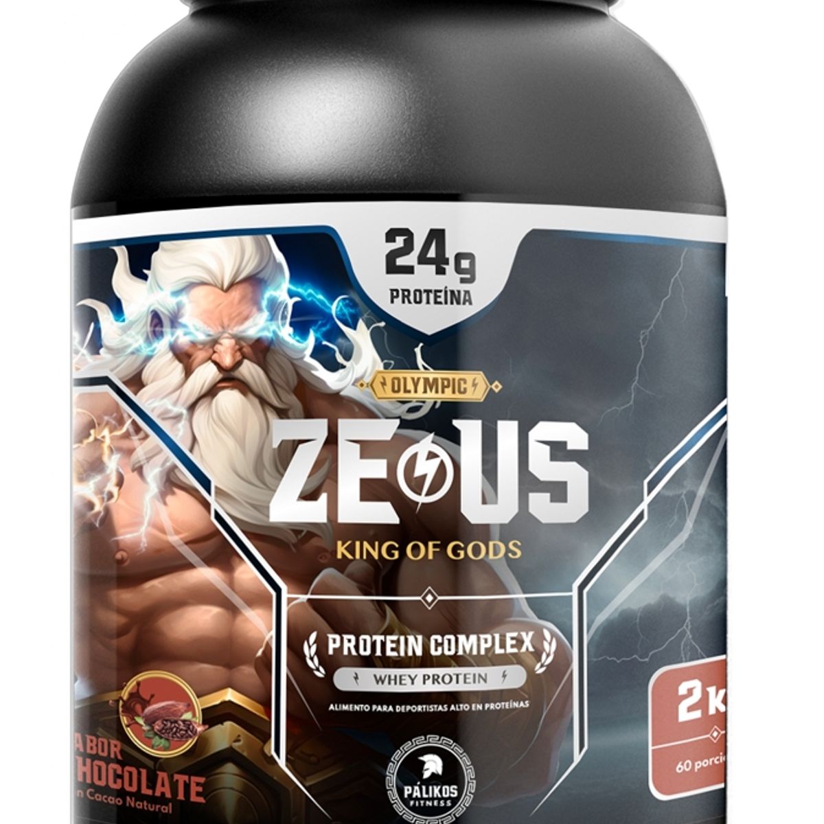 PALIKOS FITNESS - Proteina 2kg Whey Complex / Sabor Chocolate/ 60 servicios.