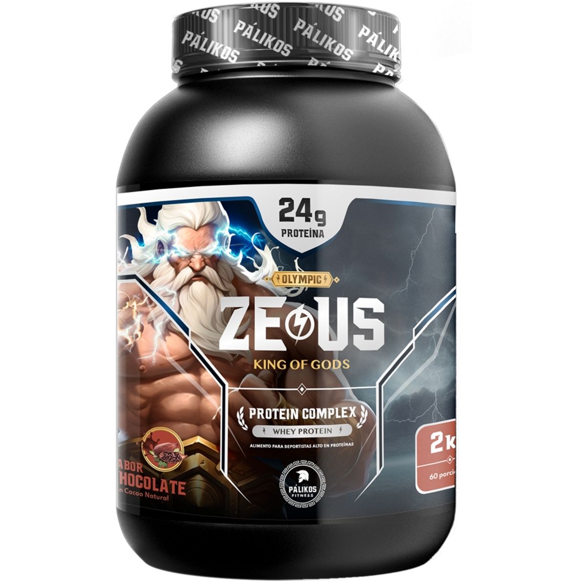 PALIKOS FITNESS - Proteina 2kg Whey Complex / Sabor Chocolate/ 60 servicios.