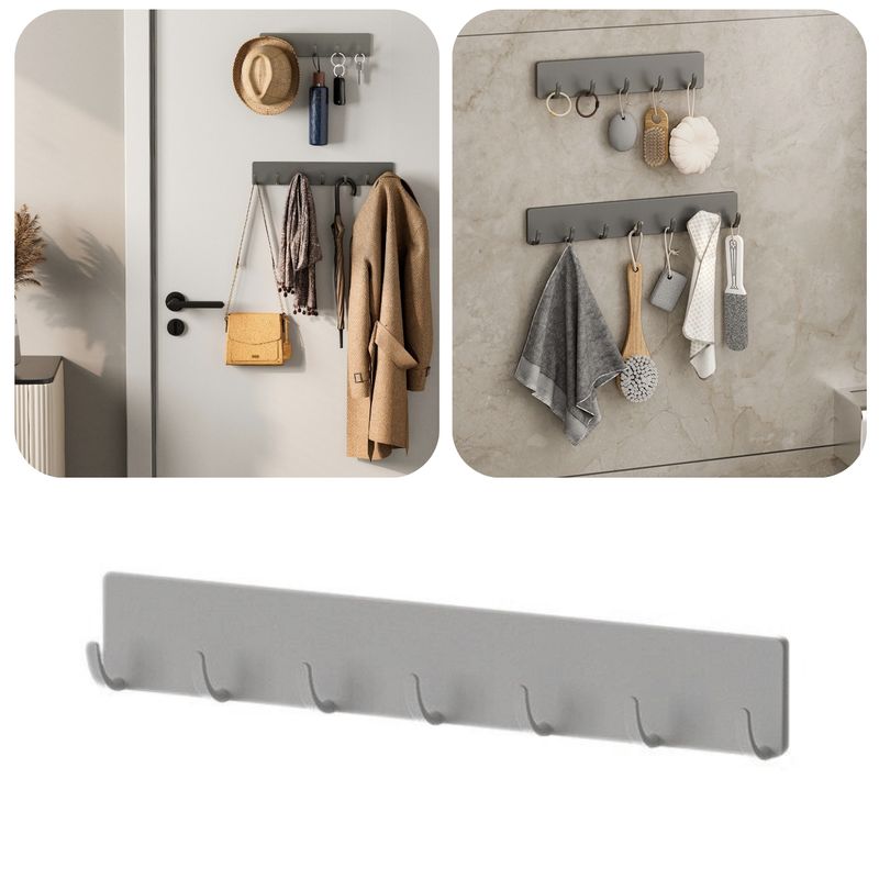 SANTU HOME & DECO - Colgadores Organizador Perchero de Pared de 7 Espacios Blanco