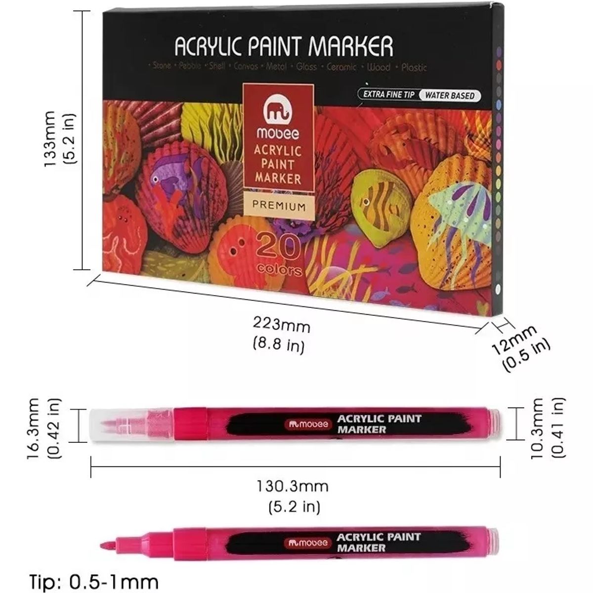 GENERICO - Marcadores Acrílicos Lápices 20 Color Punta Fina Tipo Posca