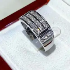 GENERICO - Elegante Anillo enchapado en plata 925 con 3 filas de zircones