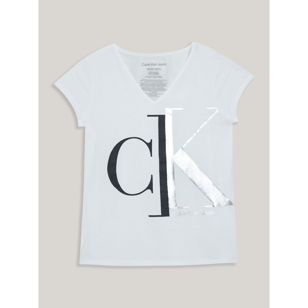 CALVIN KLEIN - Polera Niña Split Monogram Blanco Calvin Klein