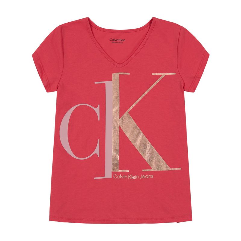 CALVIN KLEIN - Polera Split Monogram Rojo Calvin Klein