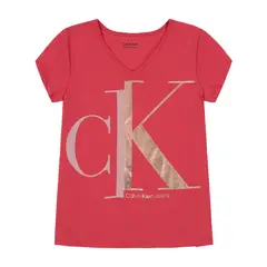 CALVIN KLEIN - Polera Split Monogram Rojo