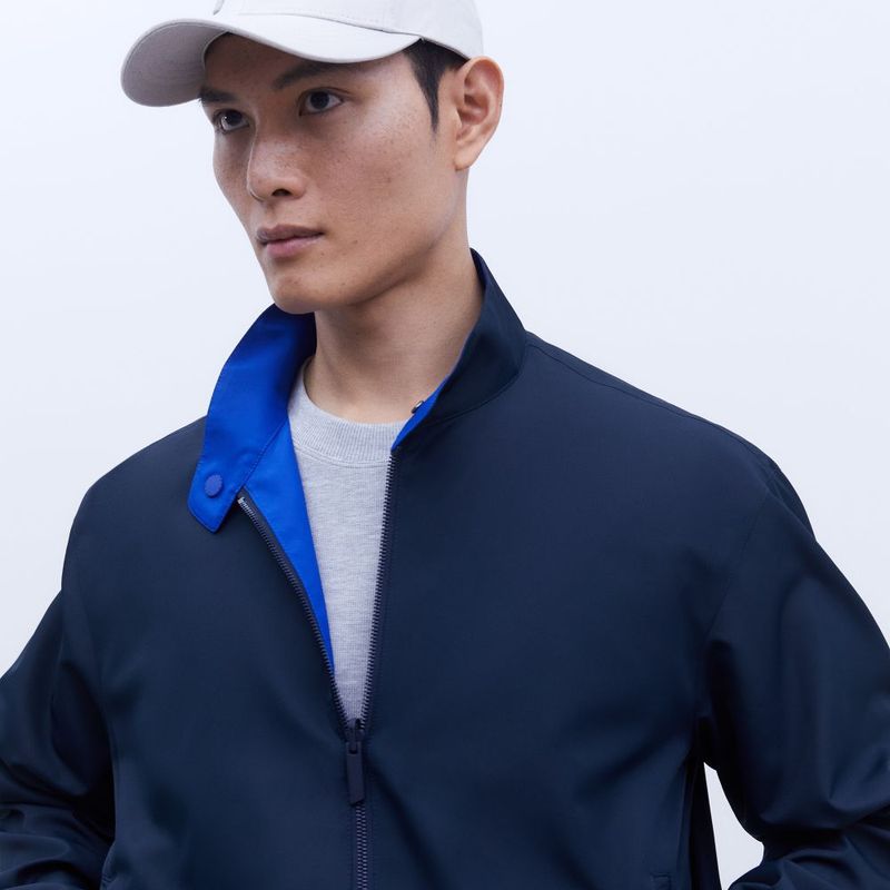 ADOLFO DOMINGUEZ - Chaqueta harrington reversible Azul marino