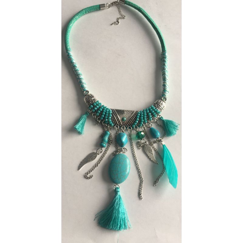 GENERICO - Collar de Borla Larga Plumas Black
