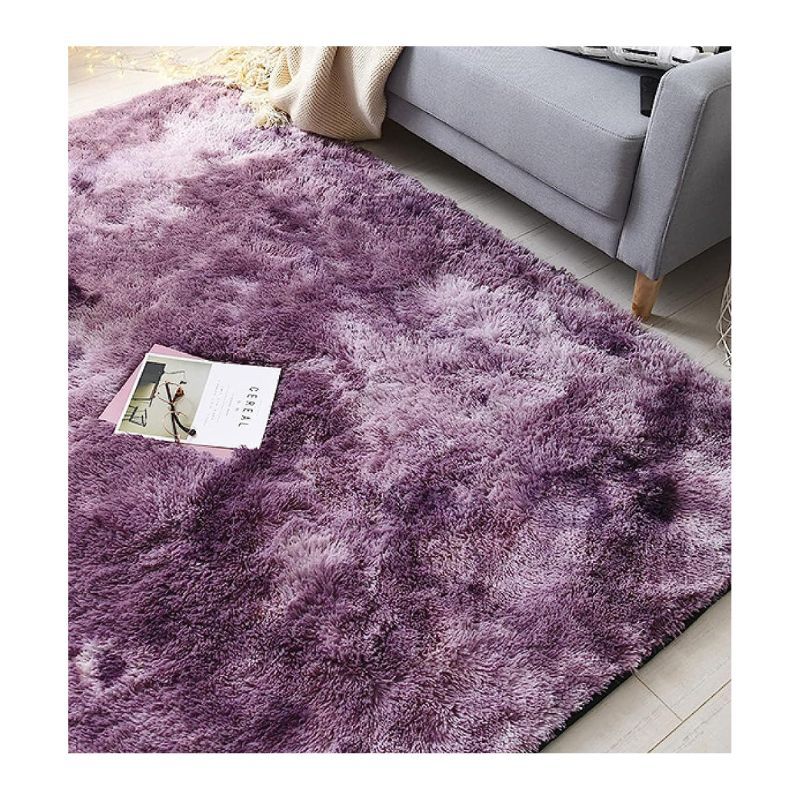 GENERICO - Alfombra Peluda Para Living Tipo Shaggy Morado Jaspeado 240x200cm