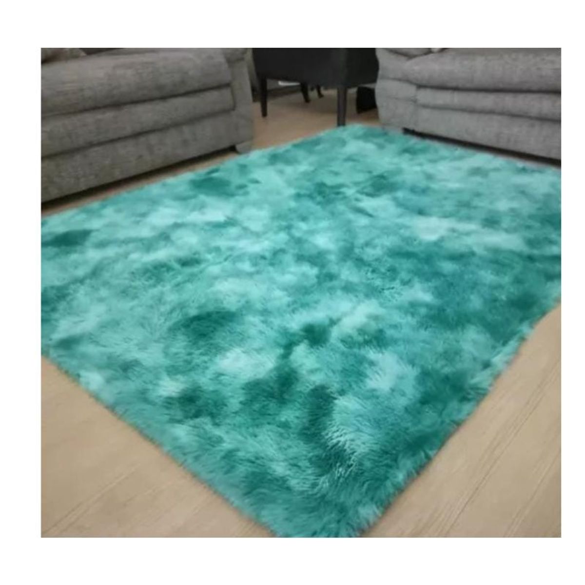GENERICO - Alfombra Peluda Para Living Tipo Shaggy Turquesa Jaspeado 240x200cm