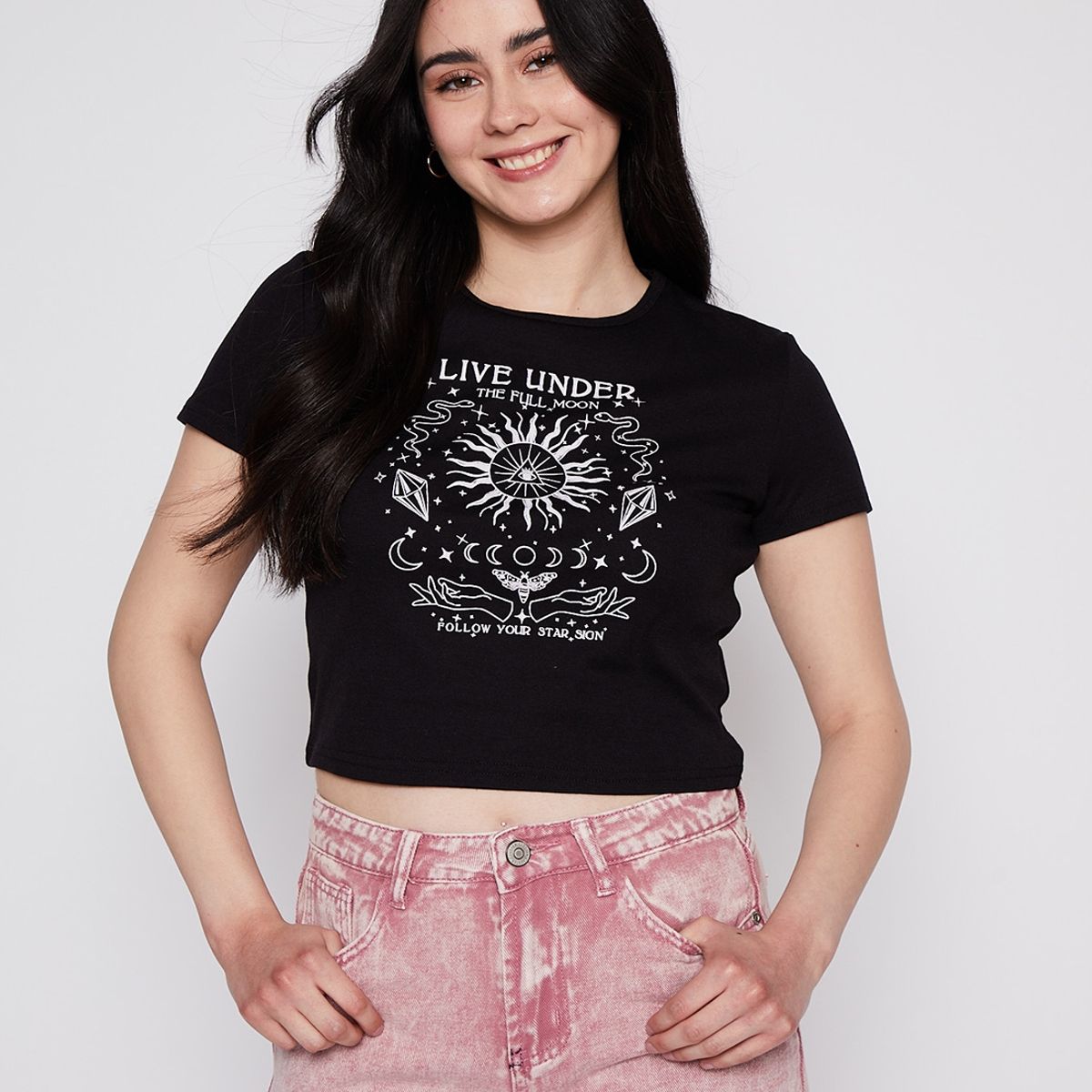 FAMILY SHOP - Polera Mujer Rib Sol Y Luna Negro Family Shop