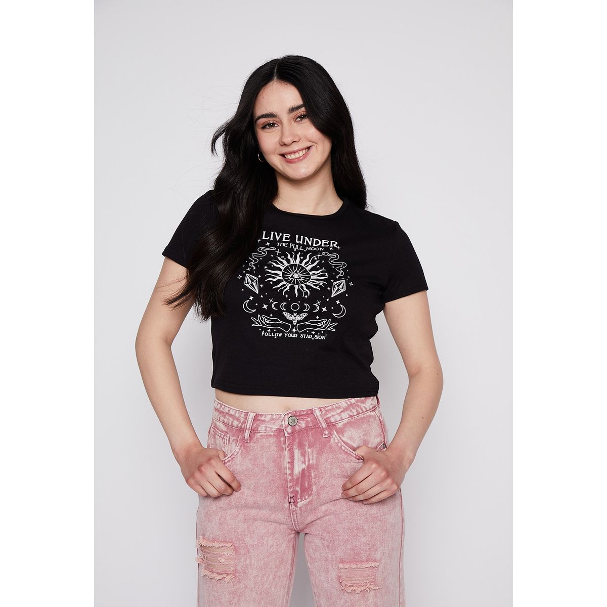 FAMILY SHOP - Polera Mujer Rib Sol Y Luna Negro Family Shop