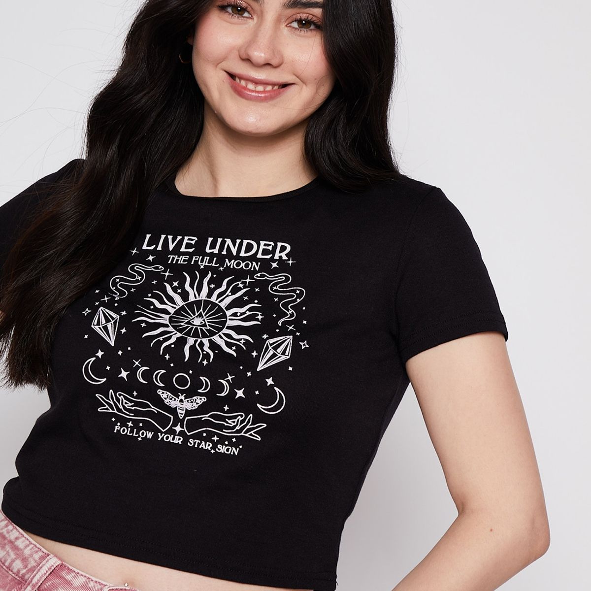 FAMILY SHOP - Polera Mujer Rib Sol Y Luna Negro Family Shop