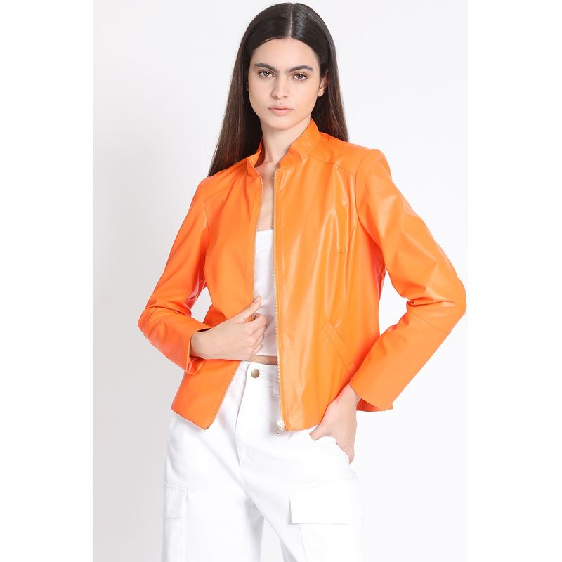 LIOLA - Chaqueta Efecto Cuero, Naranjo Liola