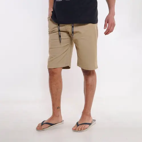 GANGSTER - Short Canvas Bermudas Knee Beige