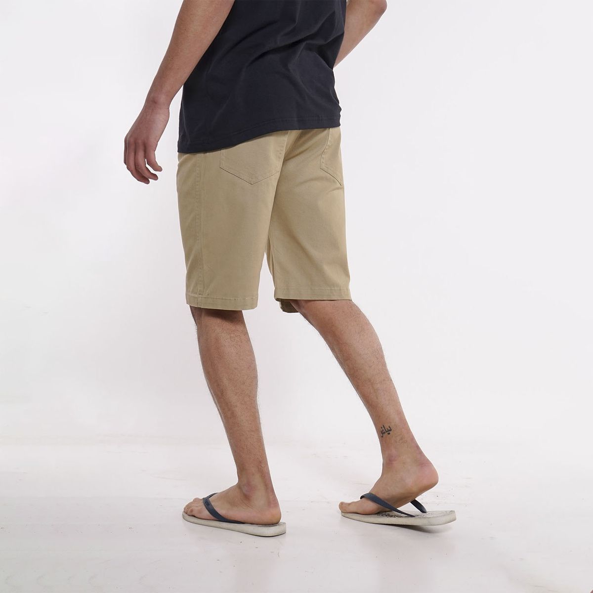 GANGSTER - Short Canvas Bermudas Knee Beige Gangster