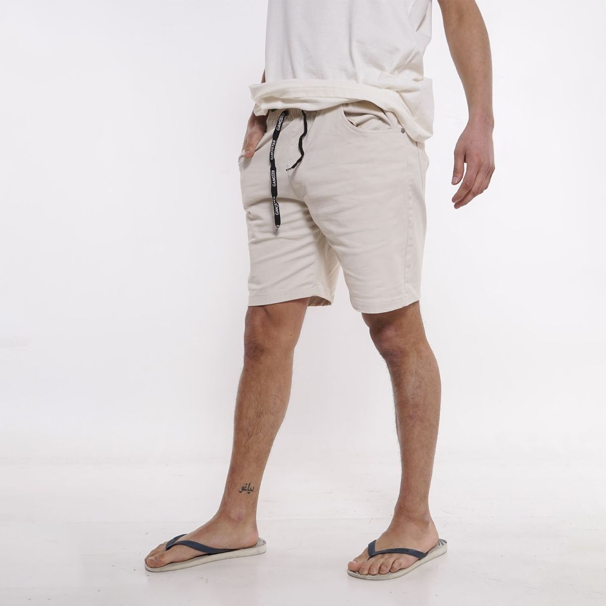 GANGSTER - Plus Short Canvas Liso Beige Gangster