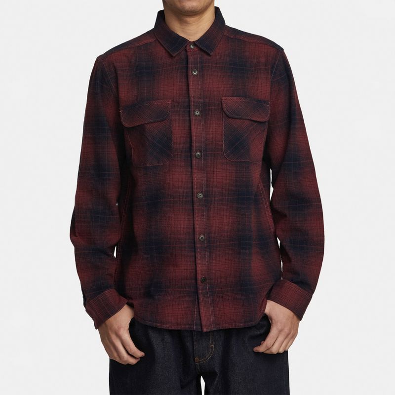 RVCA - Camisa M/L Hombre Vesuvio Flannel M Wv Rojo RVCA