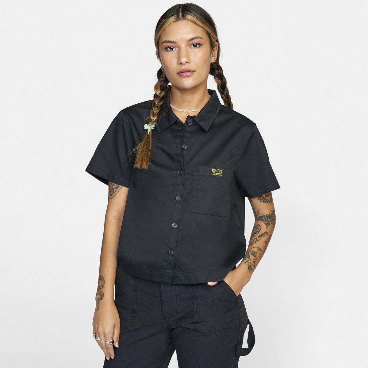 RVCA - Blusa M/C Mujer Recession Shirt J Wv Negro RVCA
